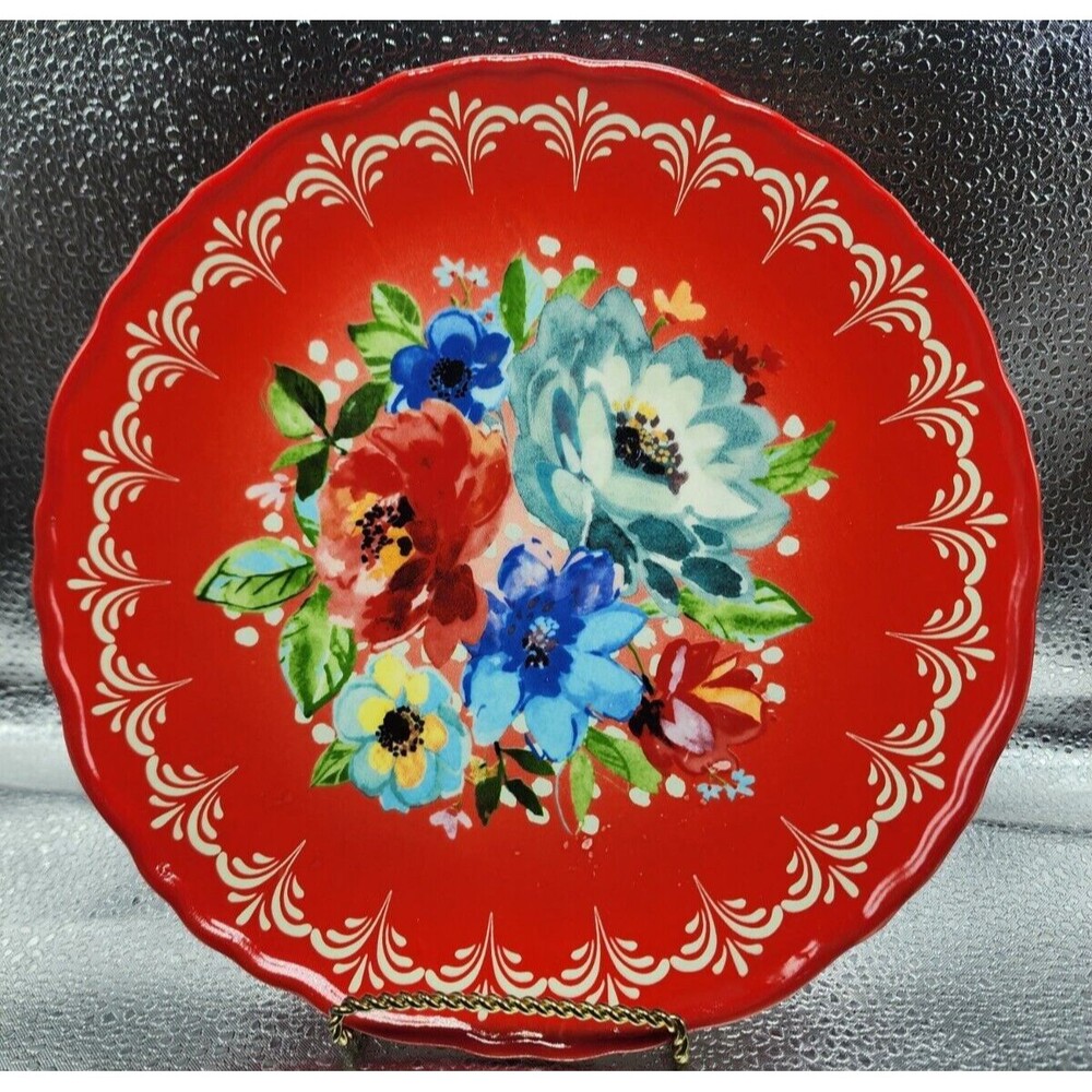 The Pioneer Woman Melody Red Floral Dessert/Salad/Small Plate (Set of 5) 8.5" - Picture 3 of 16